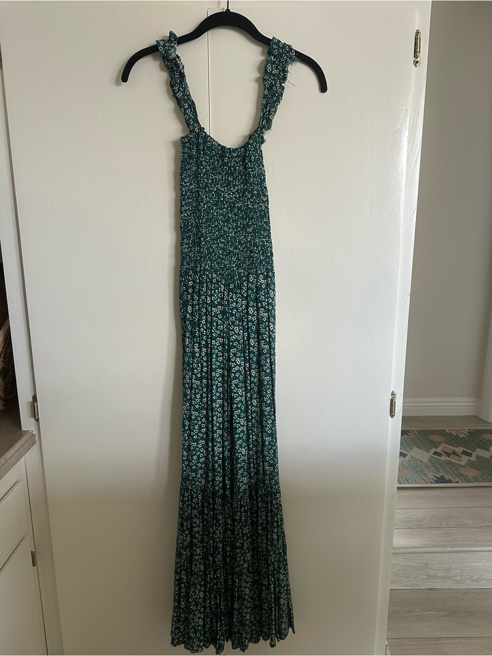 Green Floral Ruffle Strap Jumpsuit